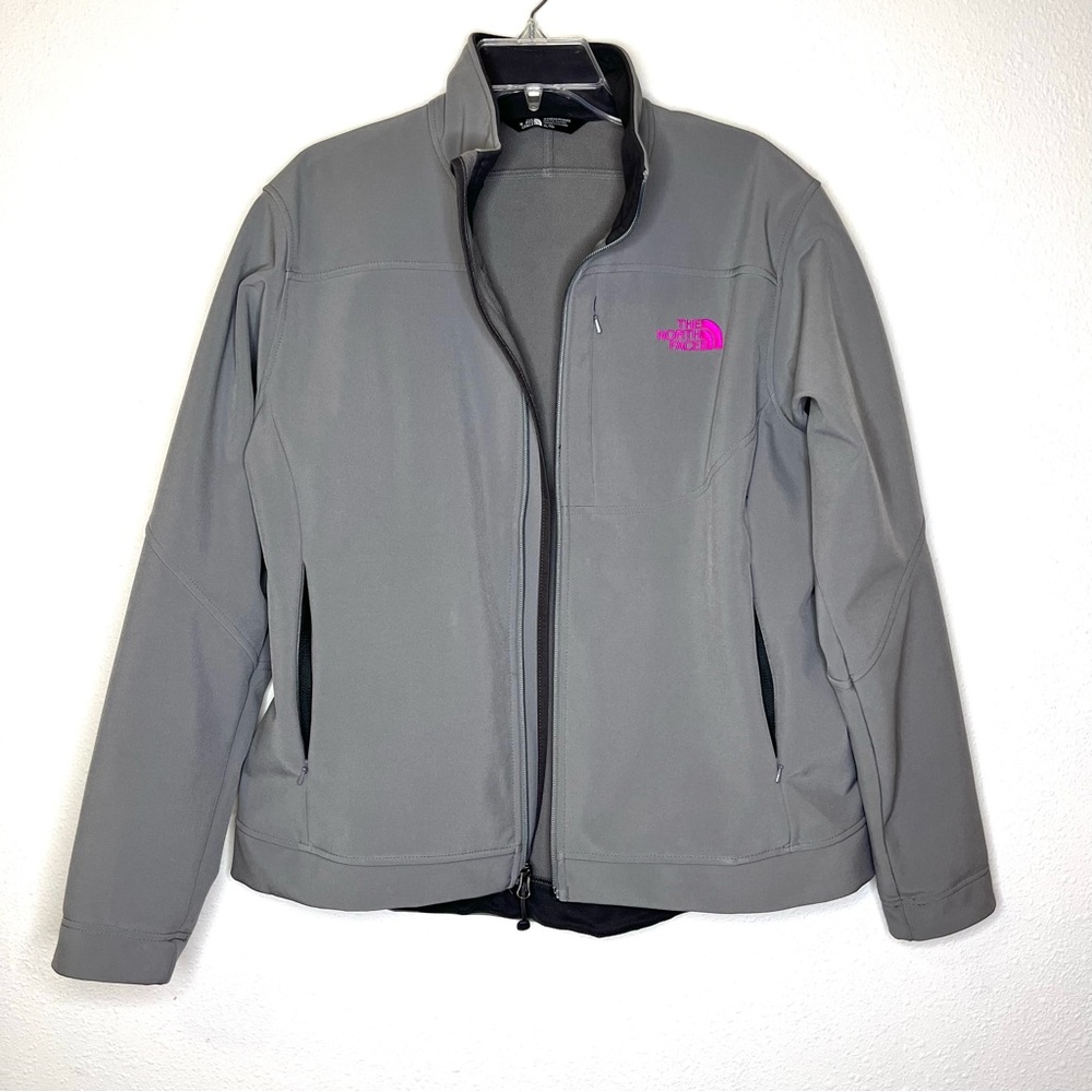 The North Face Gray Softshell Jacket with Pink Logo
